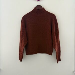 Olive & Oak Rust Cable Knit Turtleneck Sweater